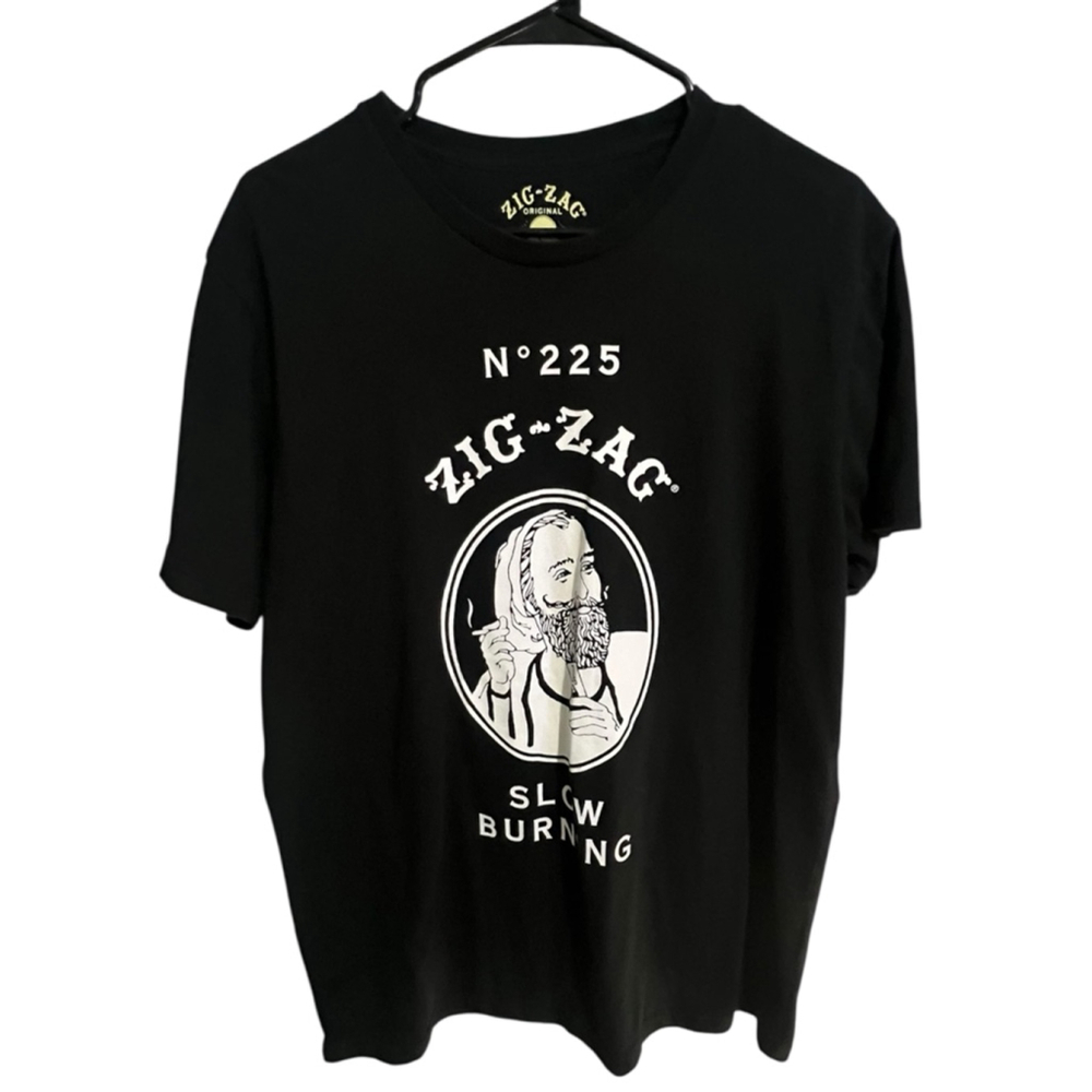 Zig Zag Black Original Slow Burning Graphic Short Sleeve T-Shirt